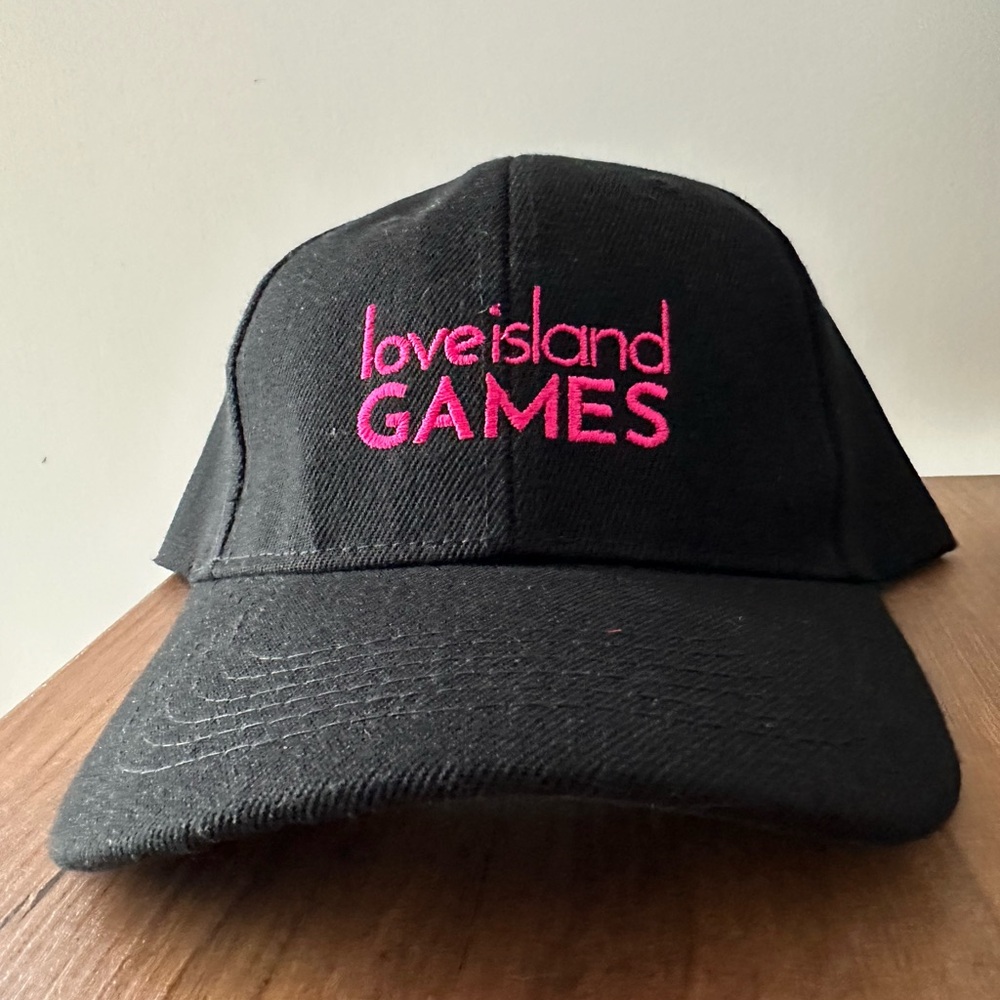 Love Island Black Cap with Pink Embroidery